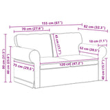vidaXL Sofa 2 pcs Light Grey 155 x 82 x 80 cm Fabric