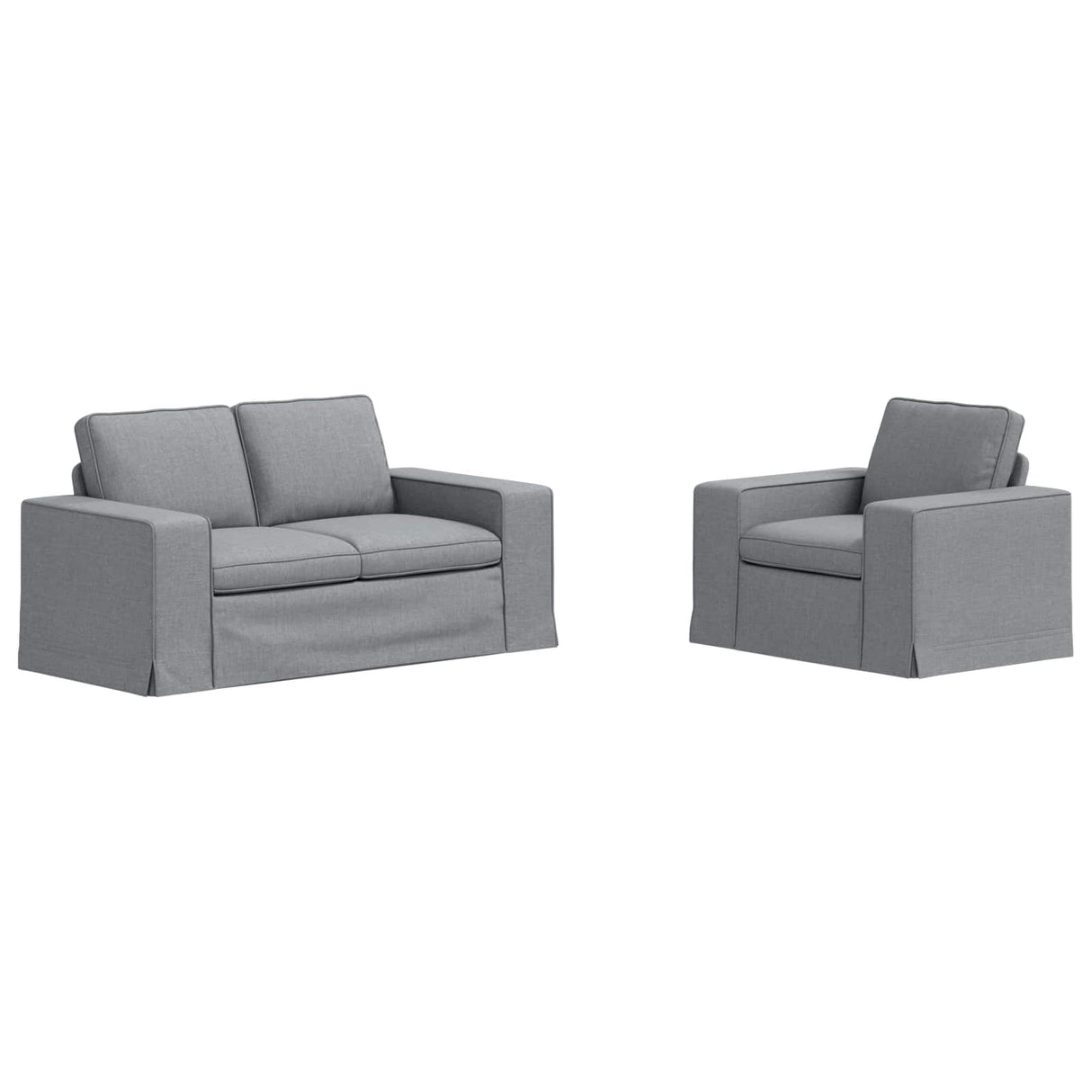 vidaXL Sofa 2 pcs Light grey 182 x 80 x 82 cm Fabric