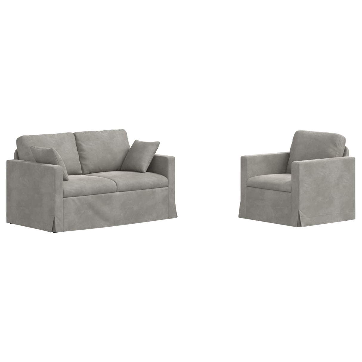 vidaXL Bankstel 2 pcs Lichtgrijs 138 x 78 x 80 cm Fluweel
