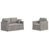 vidaXL Bankstel 2 pcs Lichtgrijs 138 x 78 x 80 cm Fluweel