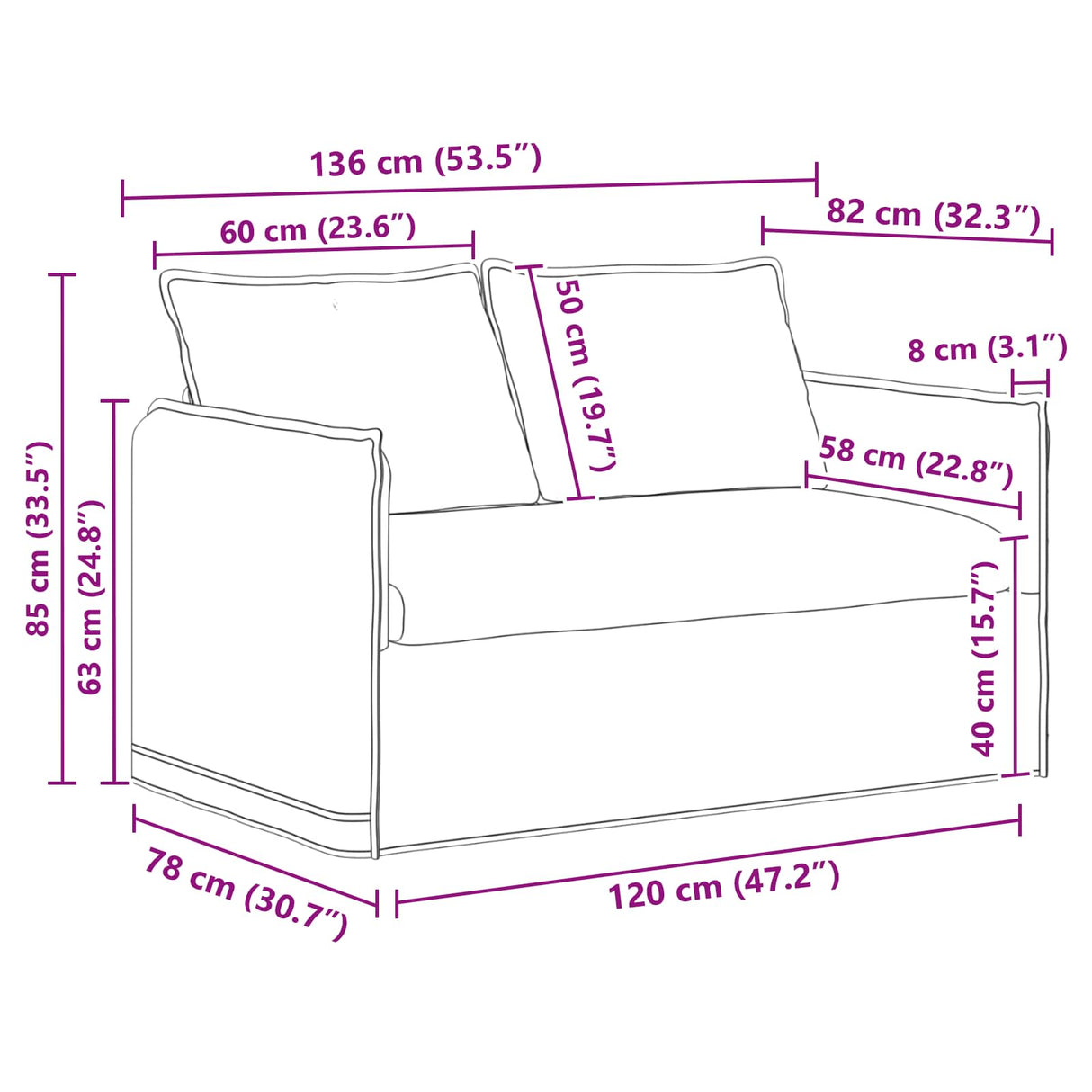 vidaXL Bank 2 pcs Lichtgrijs 136 x 82 x 85 cm Stof