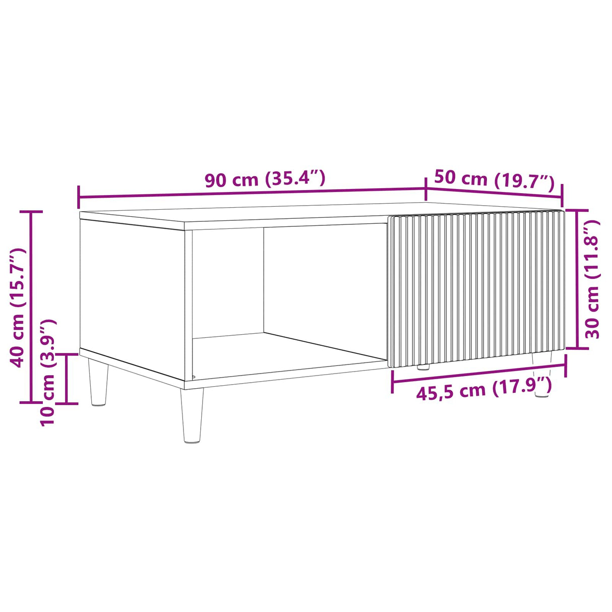 vidaXL Salontafel Zwart 90 x 50 x 40 cm Bewerkt hout