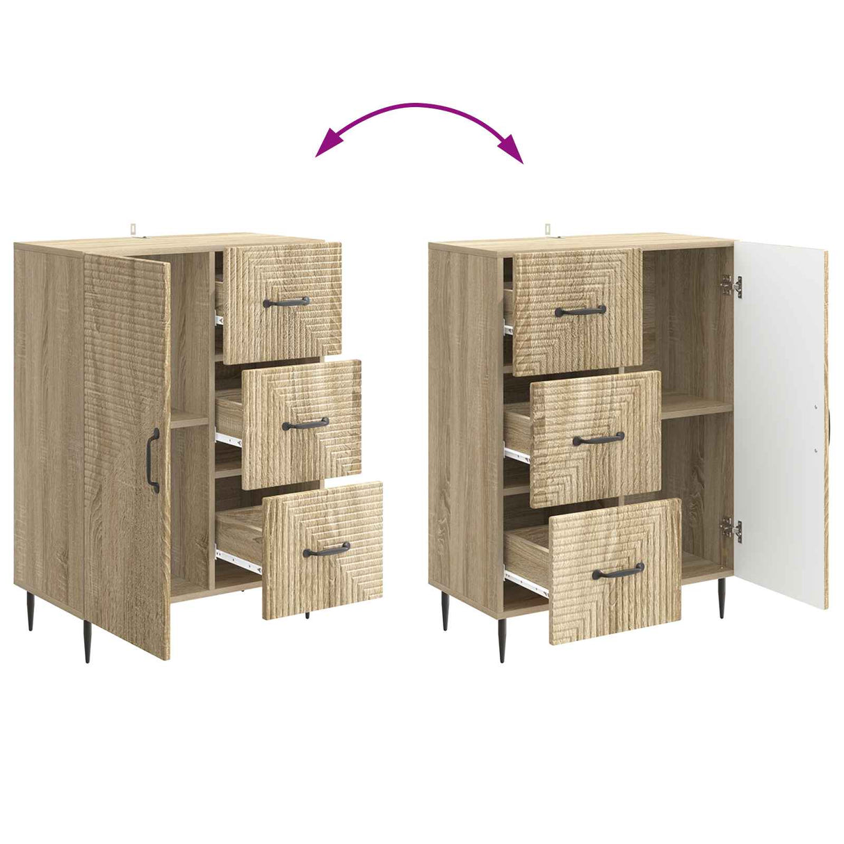 vidaXL Sideboard with Drawer Black 66 x 34.5 x 89.5 cm Engineered Wood