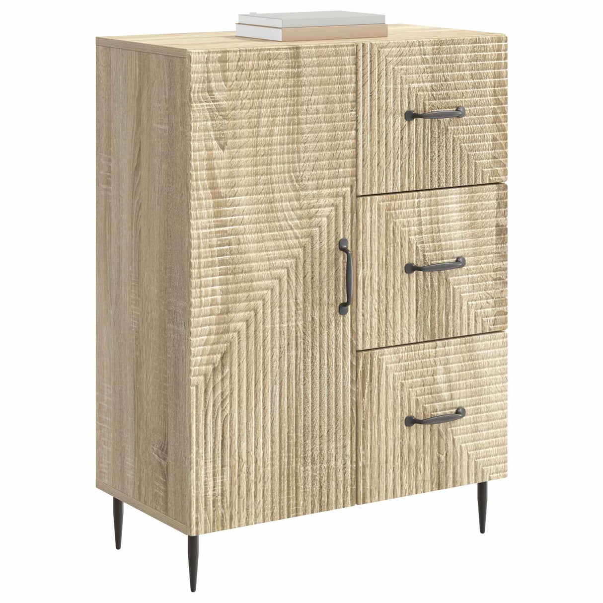vidaXL Sideboard with Drawer Black 66 x 34.5 x 89.5 cm Engineered Wood