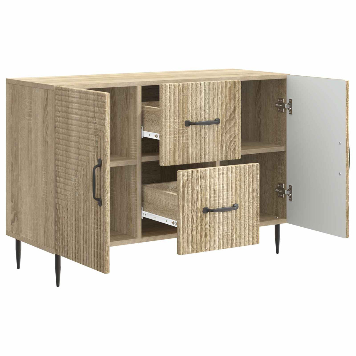 vidaXL Dressoir met lade Zwart 89 x 34,5 x 60 cm Bewerkt hout
