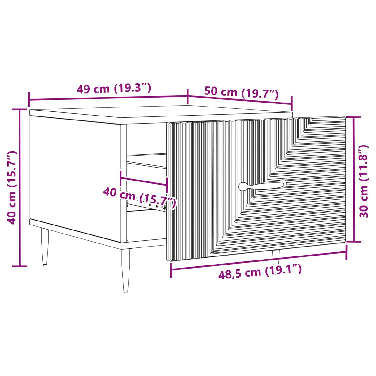 vidaXL Salontafel met lade Sonoma Eiken 49 x 50 x 40 cm Bewerkt hout