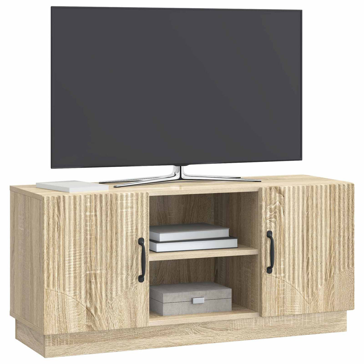 vidaXL TV Kast Zwart 102 x 34,5 x 47 cm Bewerkt hout