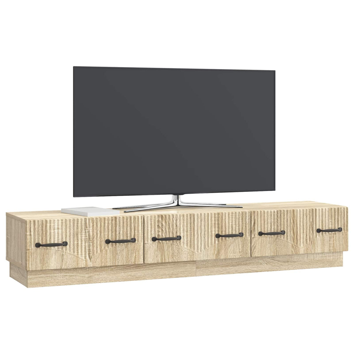 vidaXL TV Cabinet with Drawer Black 147 x 34.5 x 27 cm Engineered Wood