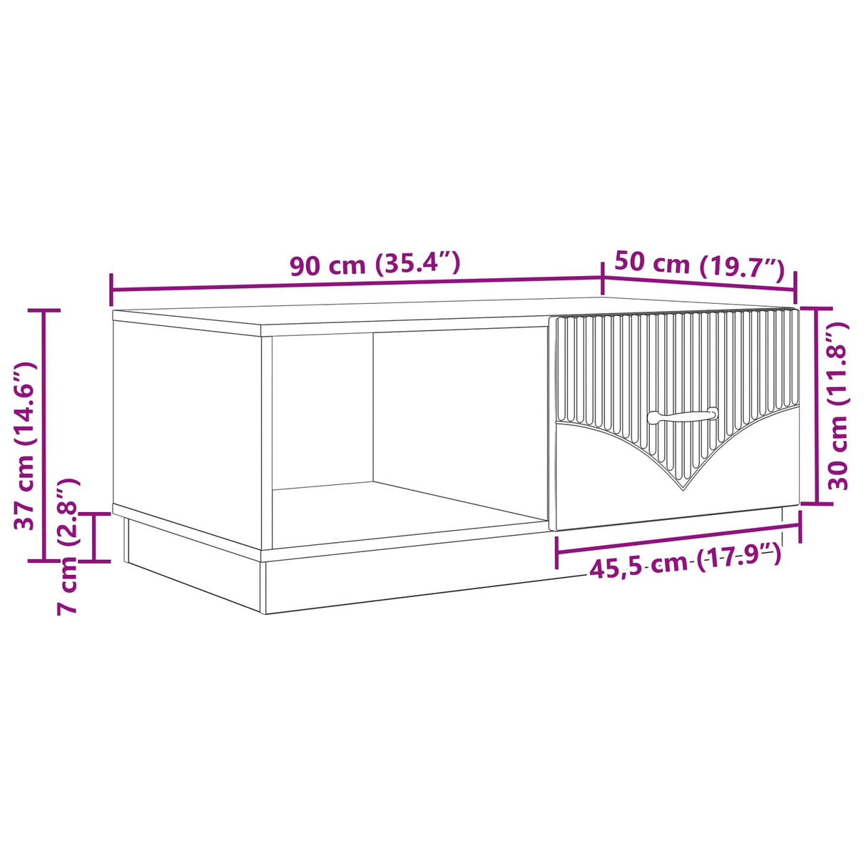 vidaXL Coffee table Black 90x50x37 cm Engineered wood