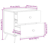 vidaXL Nachtkastje met lade 2 pcs Wit 43 x 34,5 x 47,5 cm Bewerkt hout