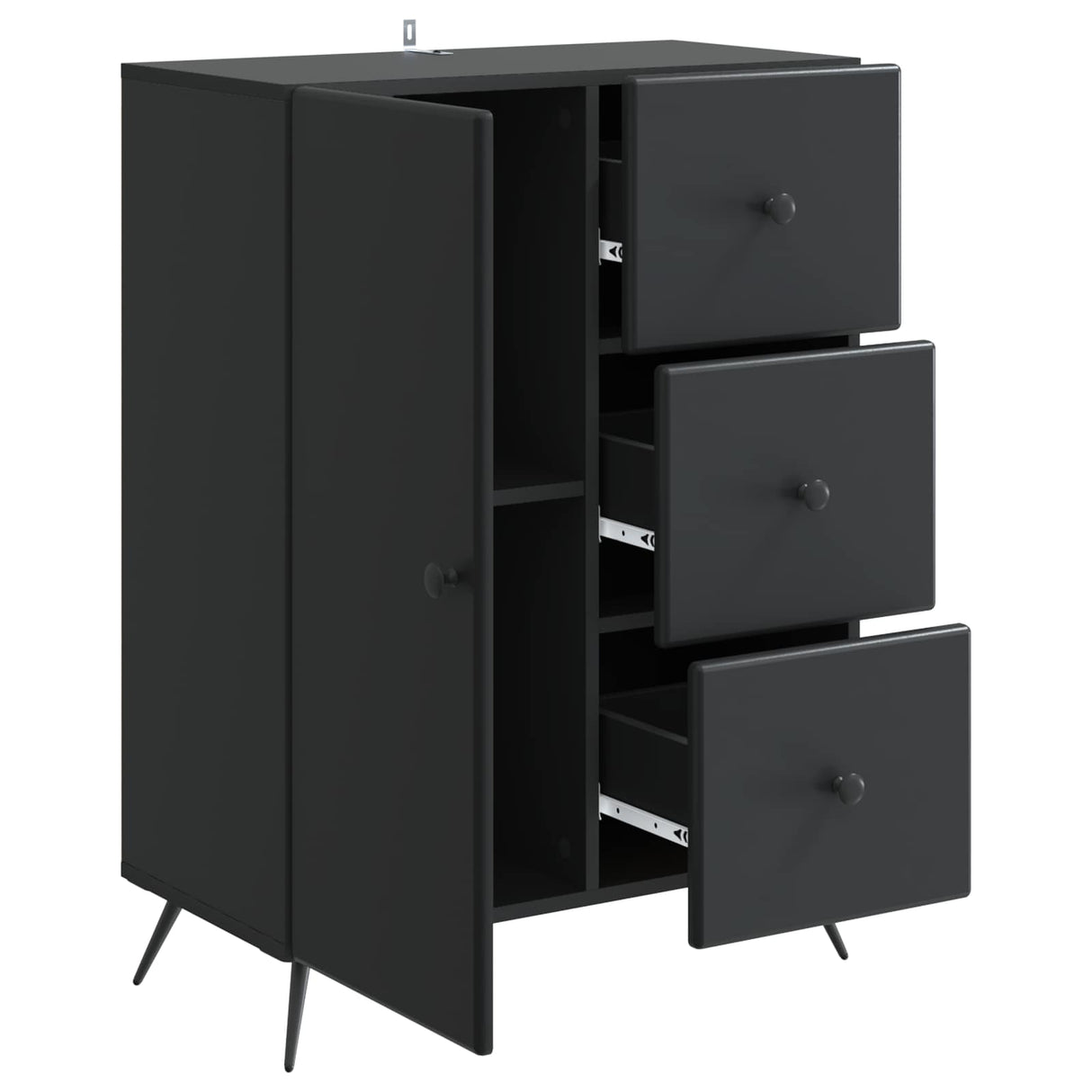 vidaXL Sideboard with drawer Black 66 x 34.5 x 90 cm Engineered wood