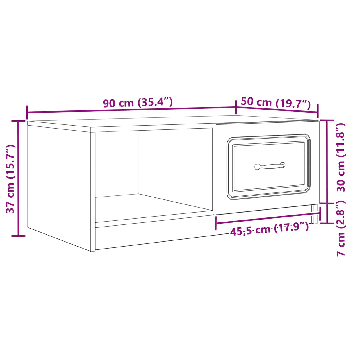 vidaXL Coffee Table Black 90 x 50 x 37 cm Engineered Wood