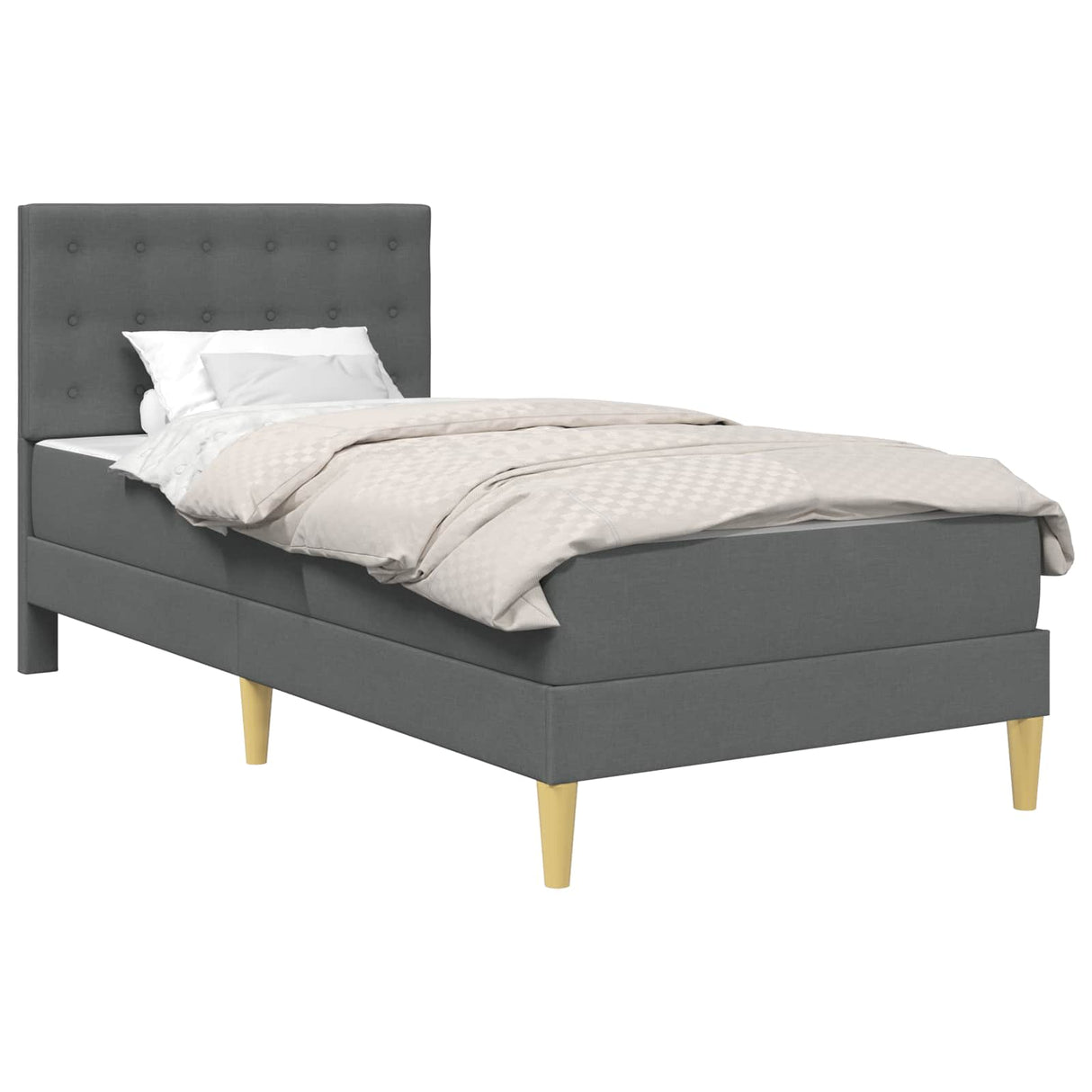 vidaXL Cadre de lit avec matelas et tête de lit Gris foncé 90 x 190 cm Tissu