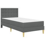 vidaXL Cadre de lit avec matelas et tête de lit Gris foncé 90 x 190 cm Tissu