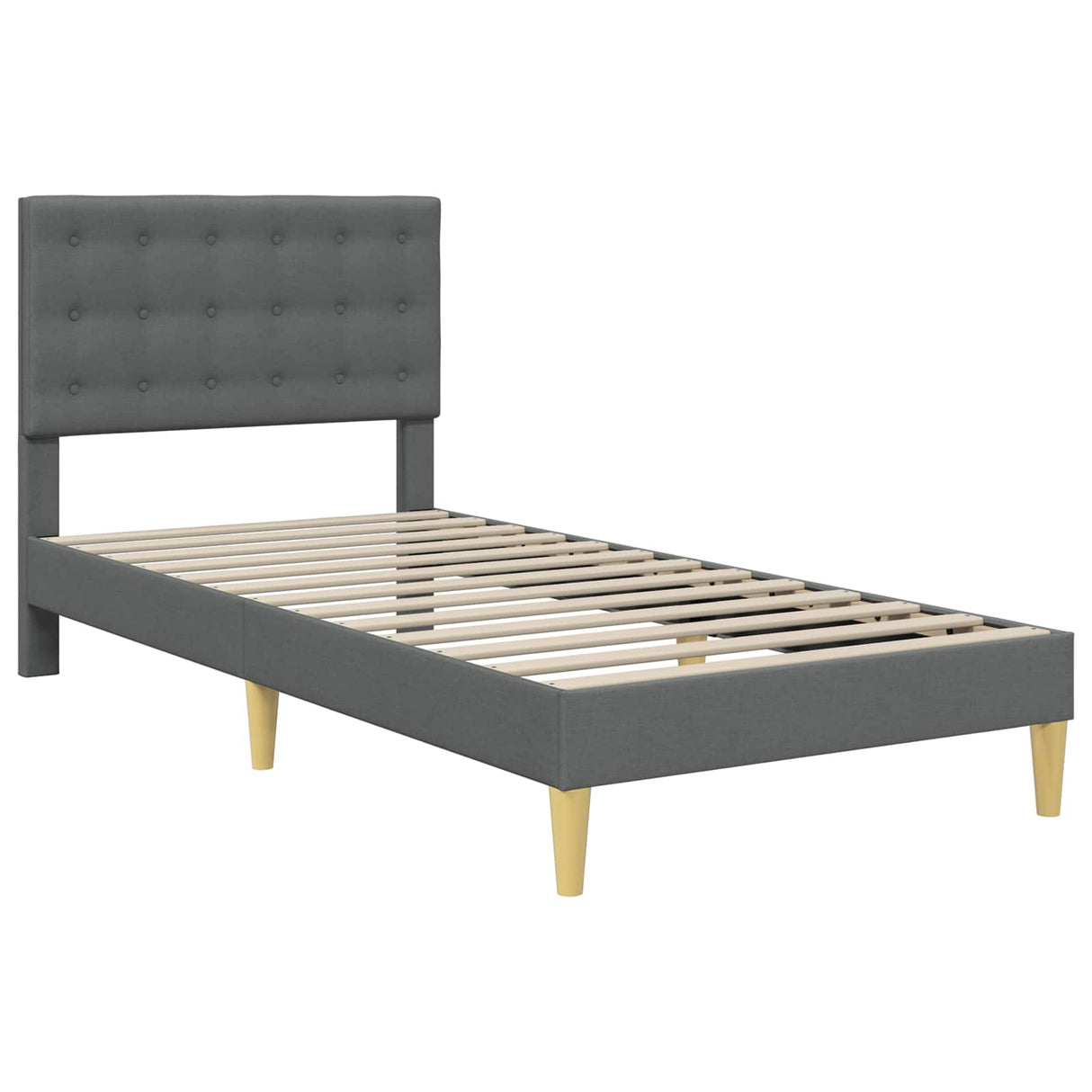 vidaXL Cadre de lit avec matelas et tête de lit Gris foncé 90 x 190 cm Tissu