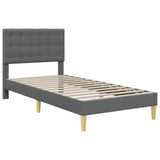 vidaXL Cadre de lit avec matelas et tête de lit Gris foncé 90 x 190 cm Tissu