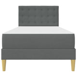 vidaXL Cadre de lit avec matelas et tête de lit Gris foncé 90 x 190 cm Tissu