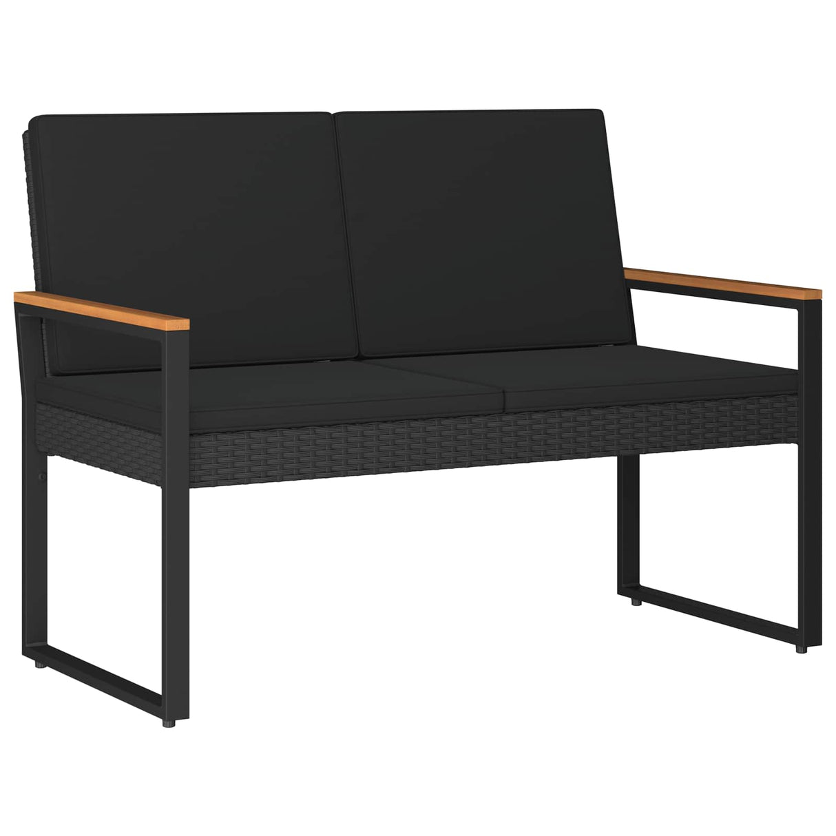 vidaXL Garden Bench with Cushion Black 107 x 61 x 80 cm poly rattan
