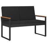 vidaXL Garden Bench with Cushion Black 107 x 61 x 80 cm poly rattan