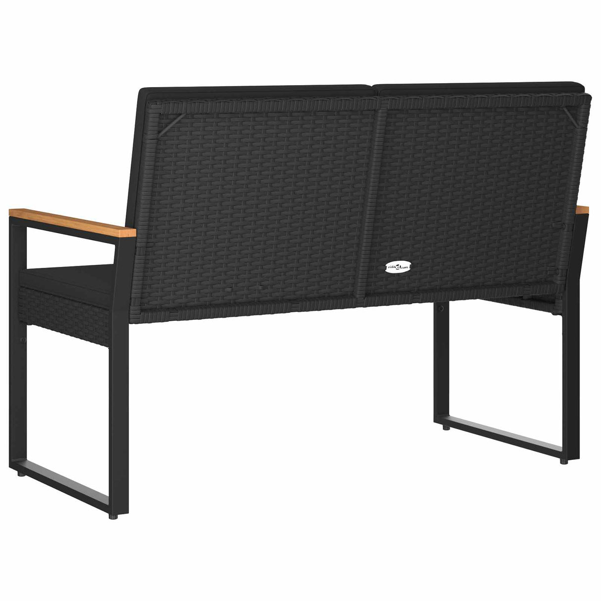 vidaXL Garden Bench with Cushion Black 107 x 61 x 80 cm poly rattan