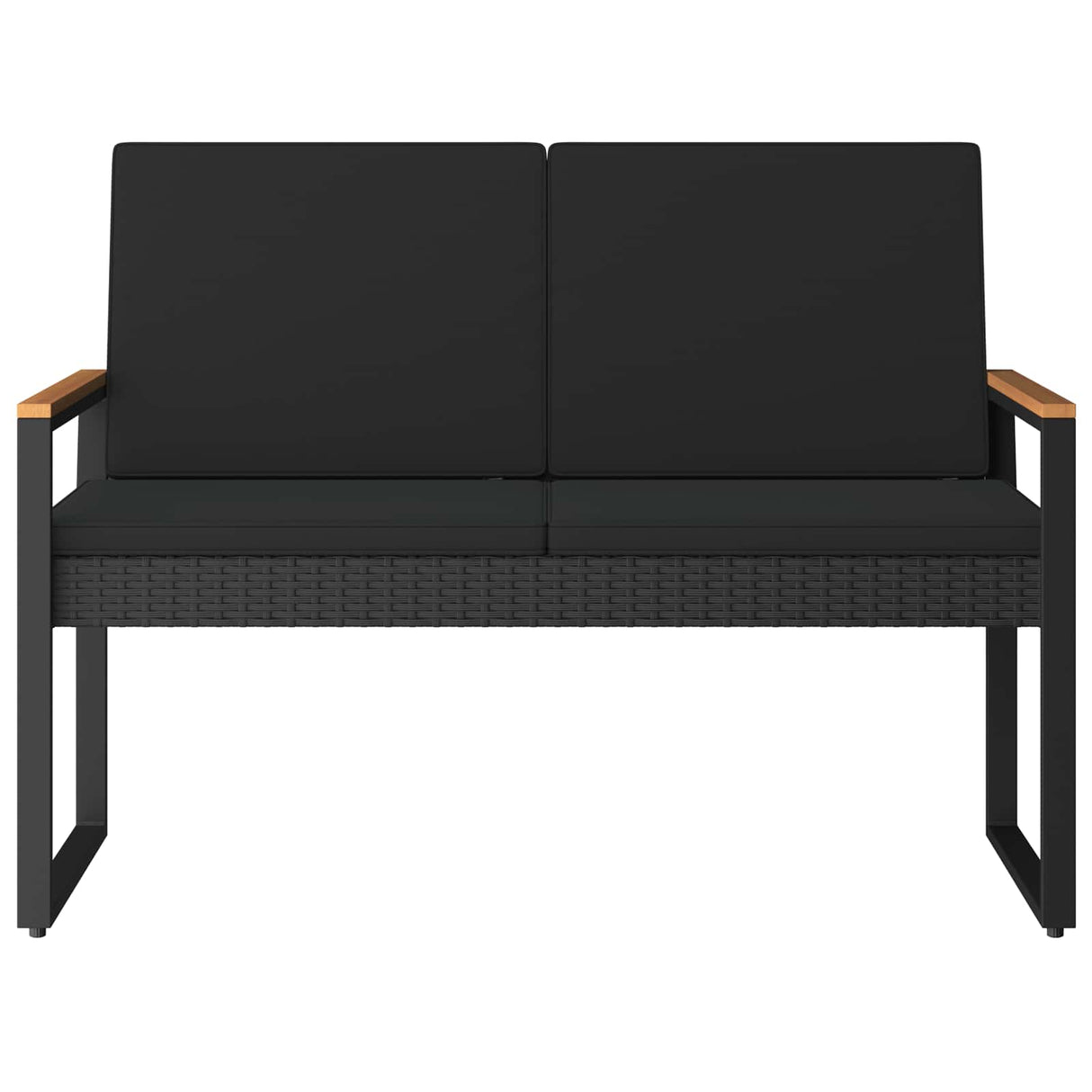 vidaXL Garden Bench with Cushion Black 107 x 61 x 80 cm poly rattan
