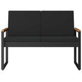 vidaXL Garden Bench with Cushion Black 107 x 61 x 80 cm poly rattan