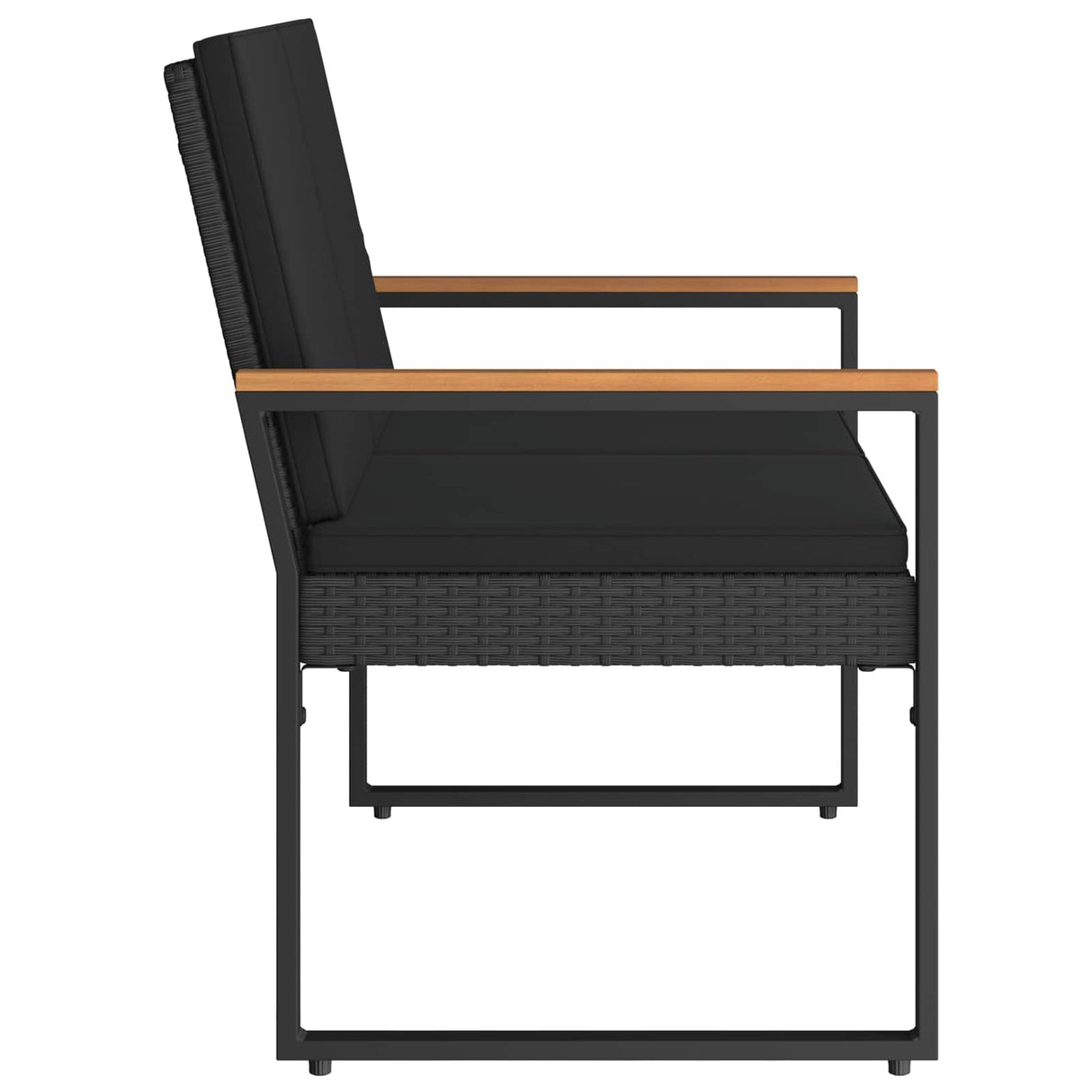 vidaXL Garden Bench with Cushion Black 107 x 61 x 80 cm poly rattan