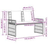 vidaXL Tuinbank Effen Zwart en Donker Grijs 116 x 55 x 82 cm