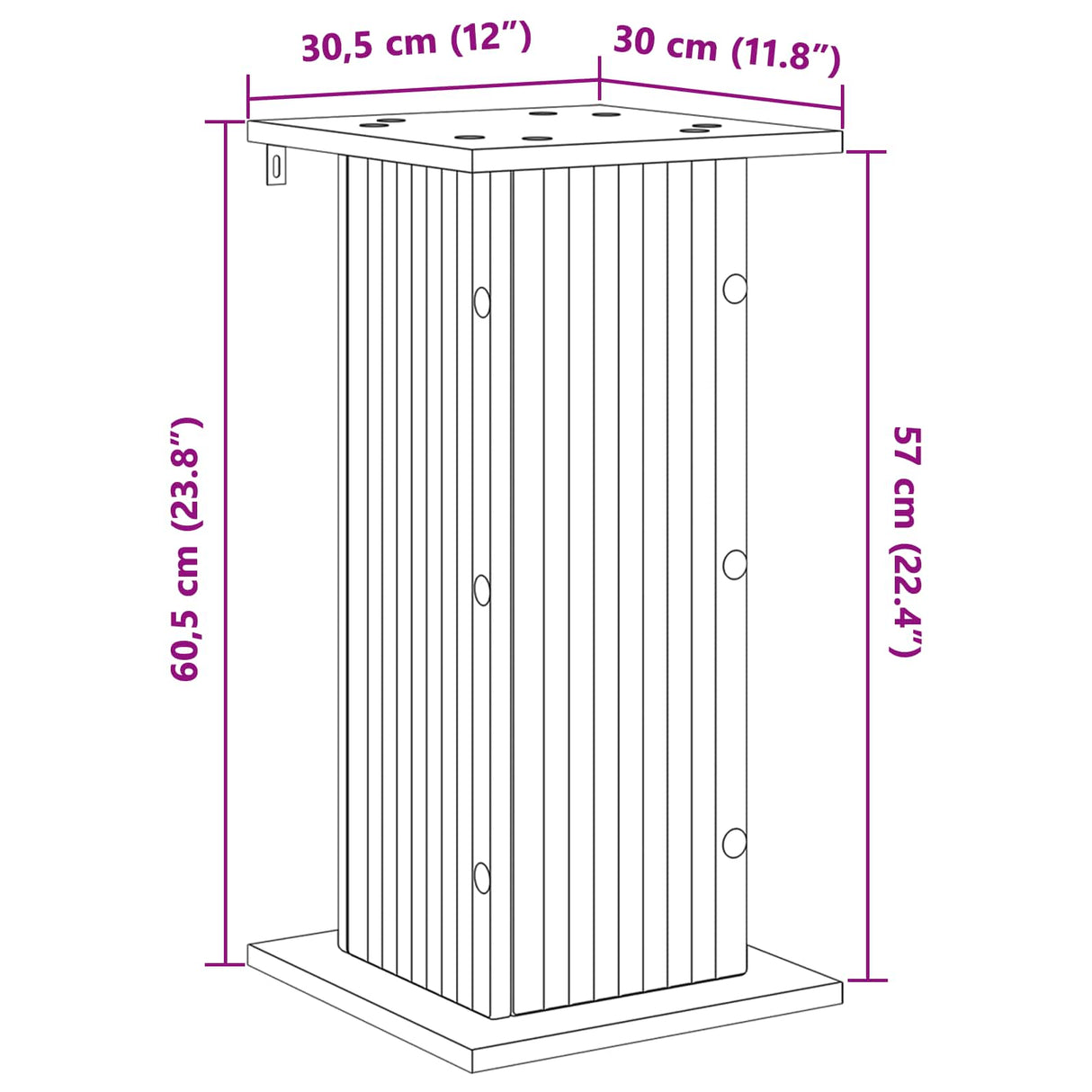 vidaXL Plant Stand Sonoma Oak 30.5x30x60.5 cm Engineered Wood