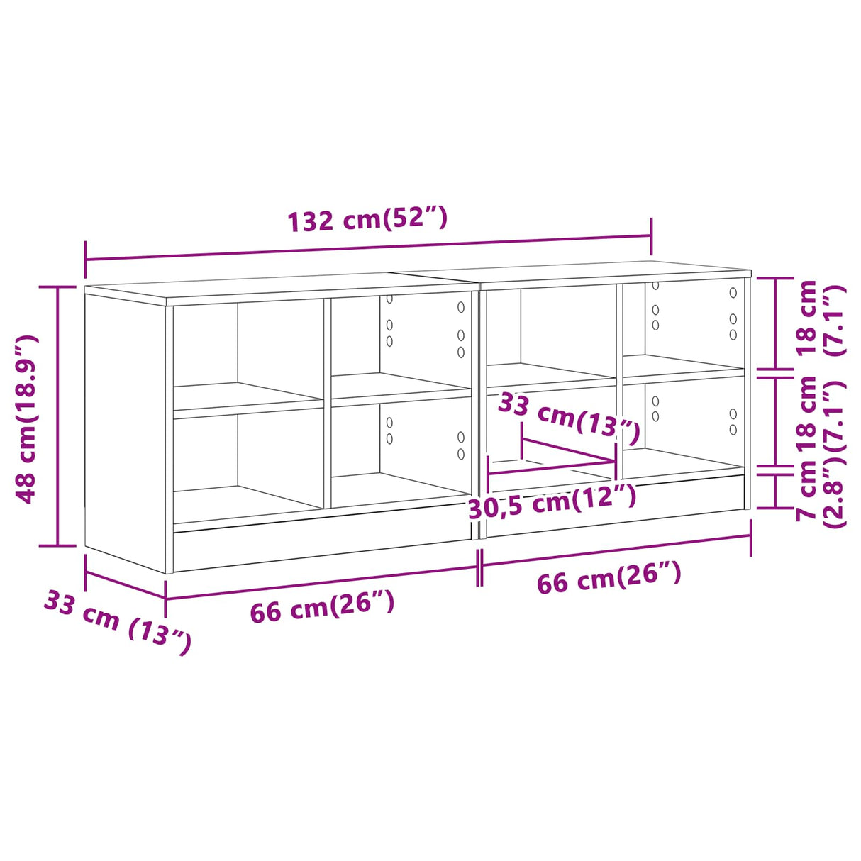 vidaXL Table de chevet avec étagère 2 pcs Chêne Sonoma 66 x 33 x 48 cm Bois d'ingénierie