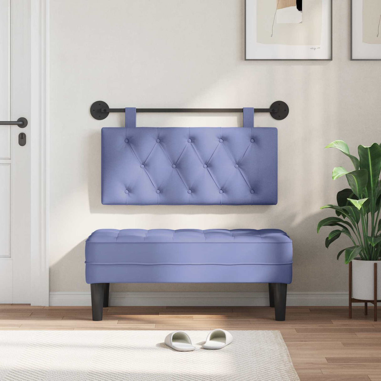 vidaXL Tête de lit suspendue Jean bleu 90 x 55 x 7 cm Tissu