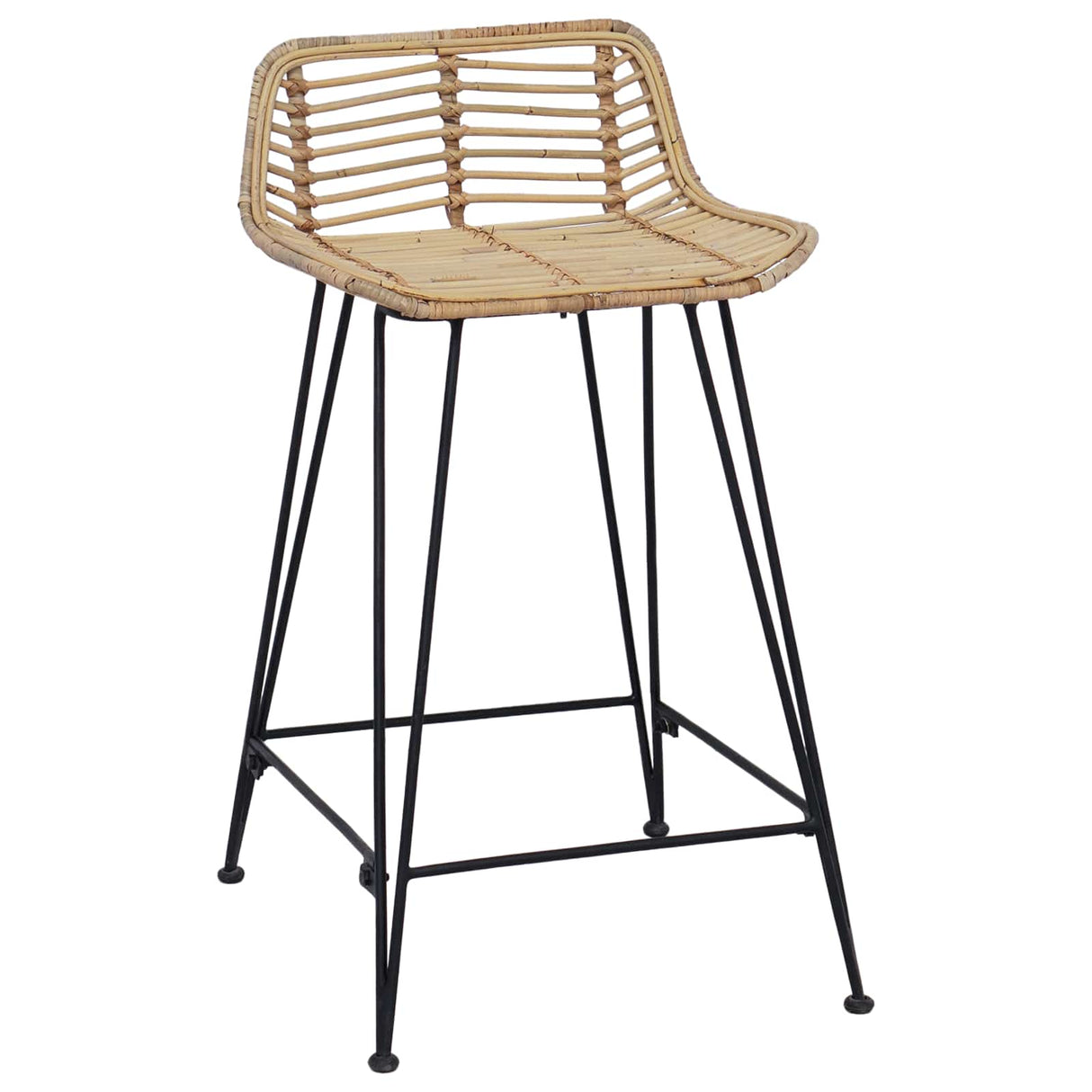 vidaXL Barkruk 2 pcs Naturel 44 x 45 x 76 cm Riet en Staal