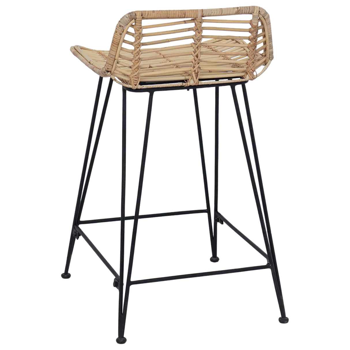 vidaXL Barkruk 2 pcs Naturel 44 x 45 x 76 cm Riet en Staal