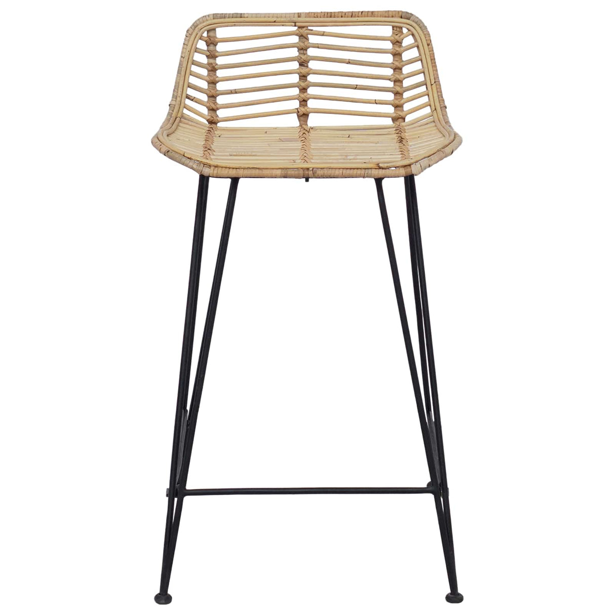 vidaXL Barkruk 2 pcs Naturel 44 x 45 x 76 cm Riet en Staal