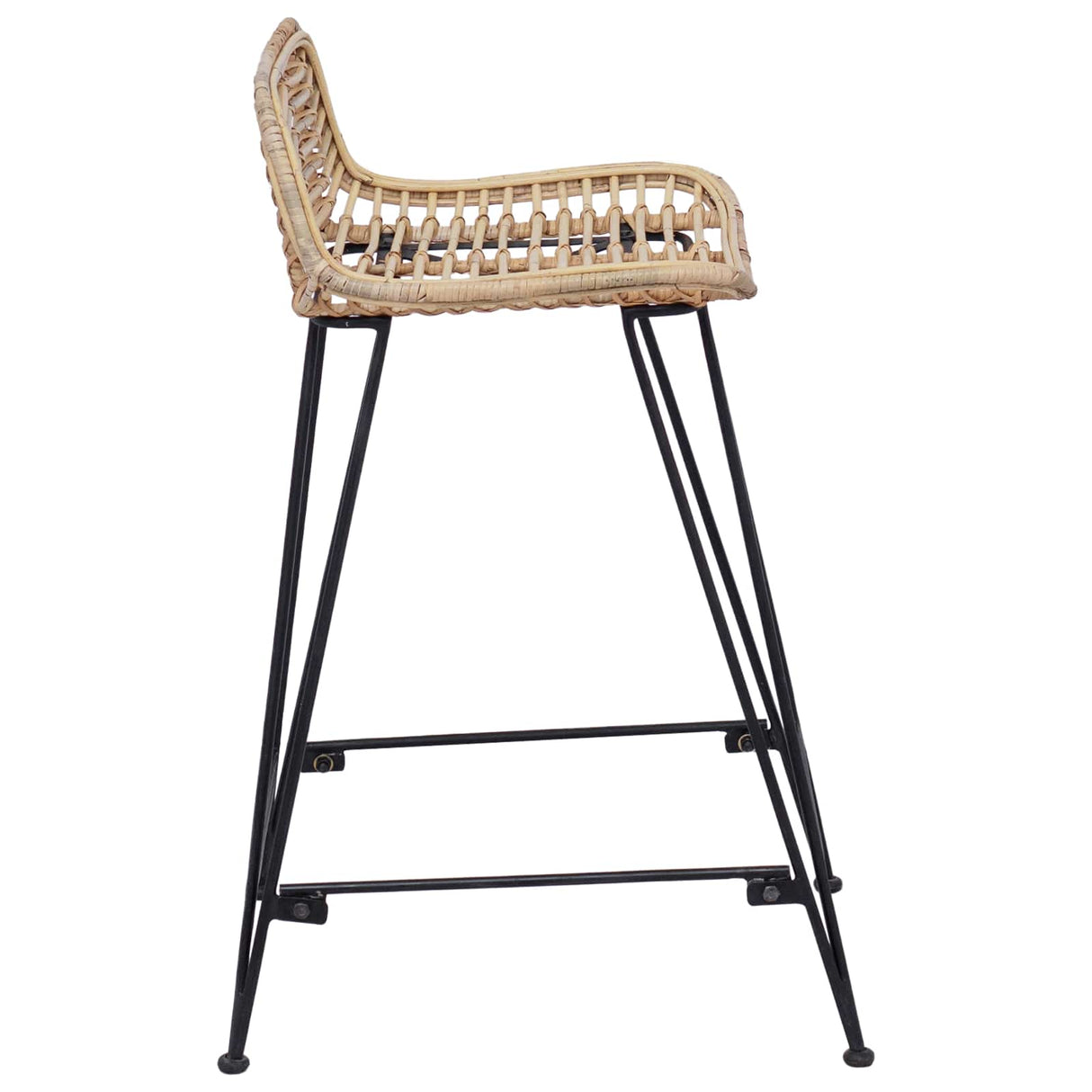 vidaXL Barkruk 2 pcs Naturel 44 x 45 x 76 cm Riet en Staal