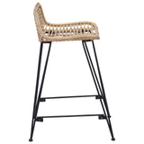 vidaXL Barkruk 2 pcs Naturel 44 x 45 x 76 cm Riet en Staal