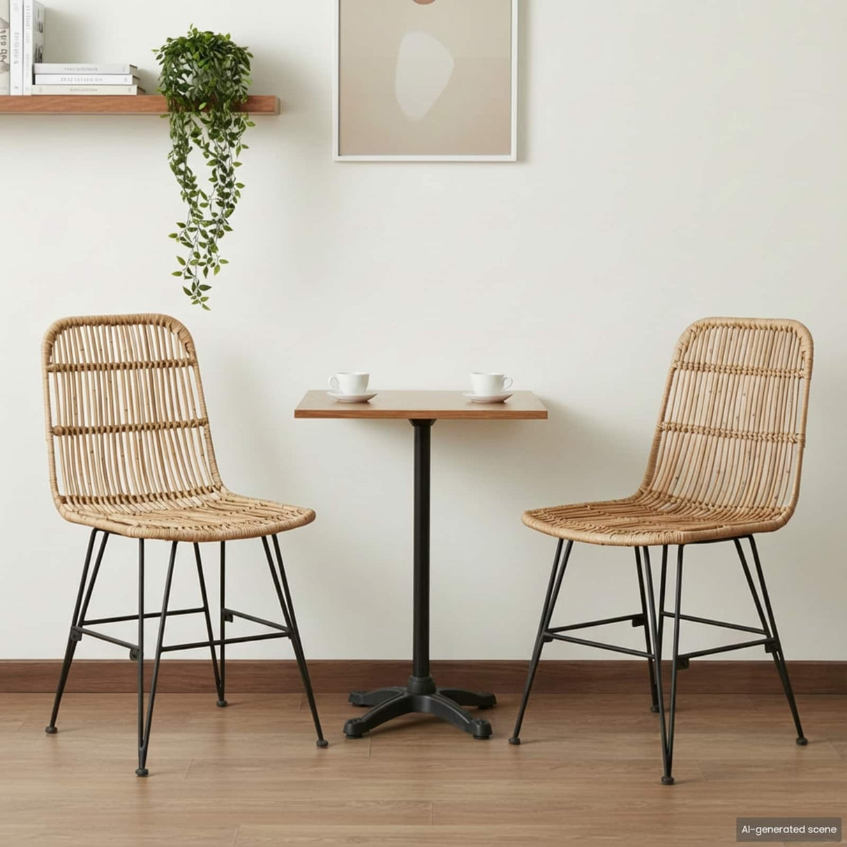 vidaXL Eetstoel 2 pcs Naturel 41 x 55 x 85 cm Riet en Staal