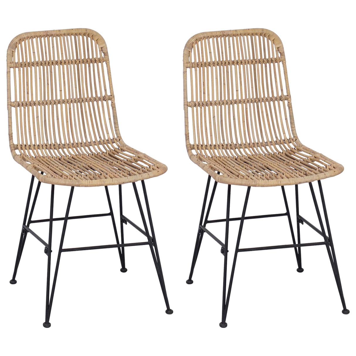 vidaXL Eetstoel 2 pcs Naturel 41 x 55 x 85 cm Riet en Staal