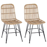 vidaXL Eetstoel 2 pcs Naturel 41 x 55 x 85 cm Riet en Staal