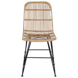 vidaXL Eetstoel 2 pcs Naturel 41 x 55 x 85 cm Riet en Staal