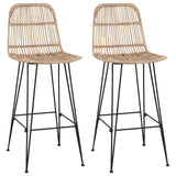 vidaXL Barkruk 2 pcs Naturel 44 x 55 x 109 cm Riet en Staal