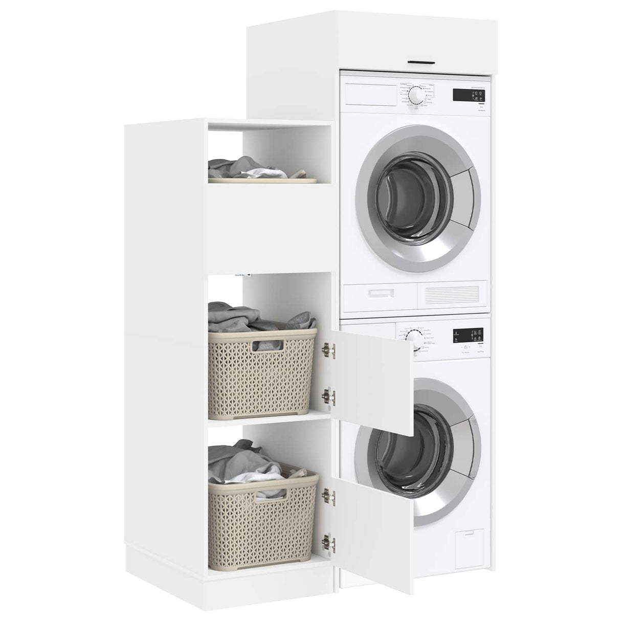 vidaXL Commode Lazette avec rangement 2 pcs Blanc Bois d'ingénierie