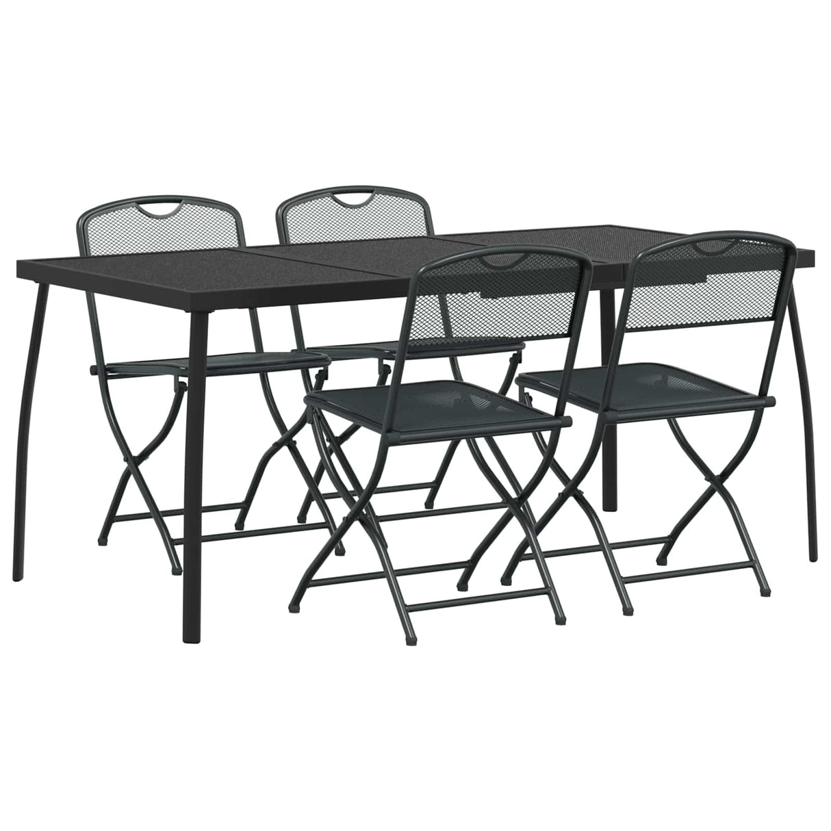 vidaXL Ensemble de mobilier d'extérieur 5 pcs Fer et Acier Anthracite