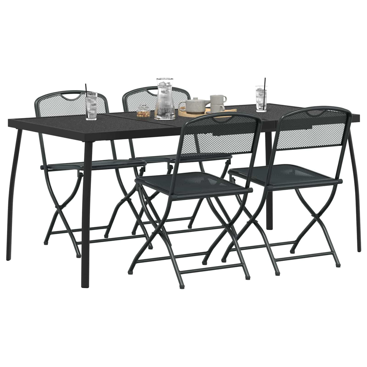 vidaXL Ensemble de mobilier d'extérieur 5 pcs Fer et Acier Anthracite