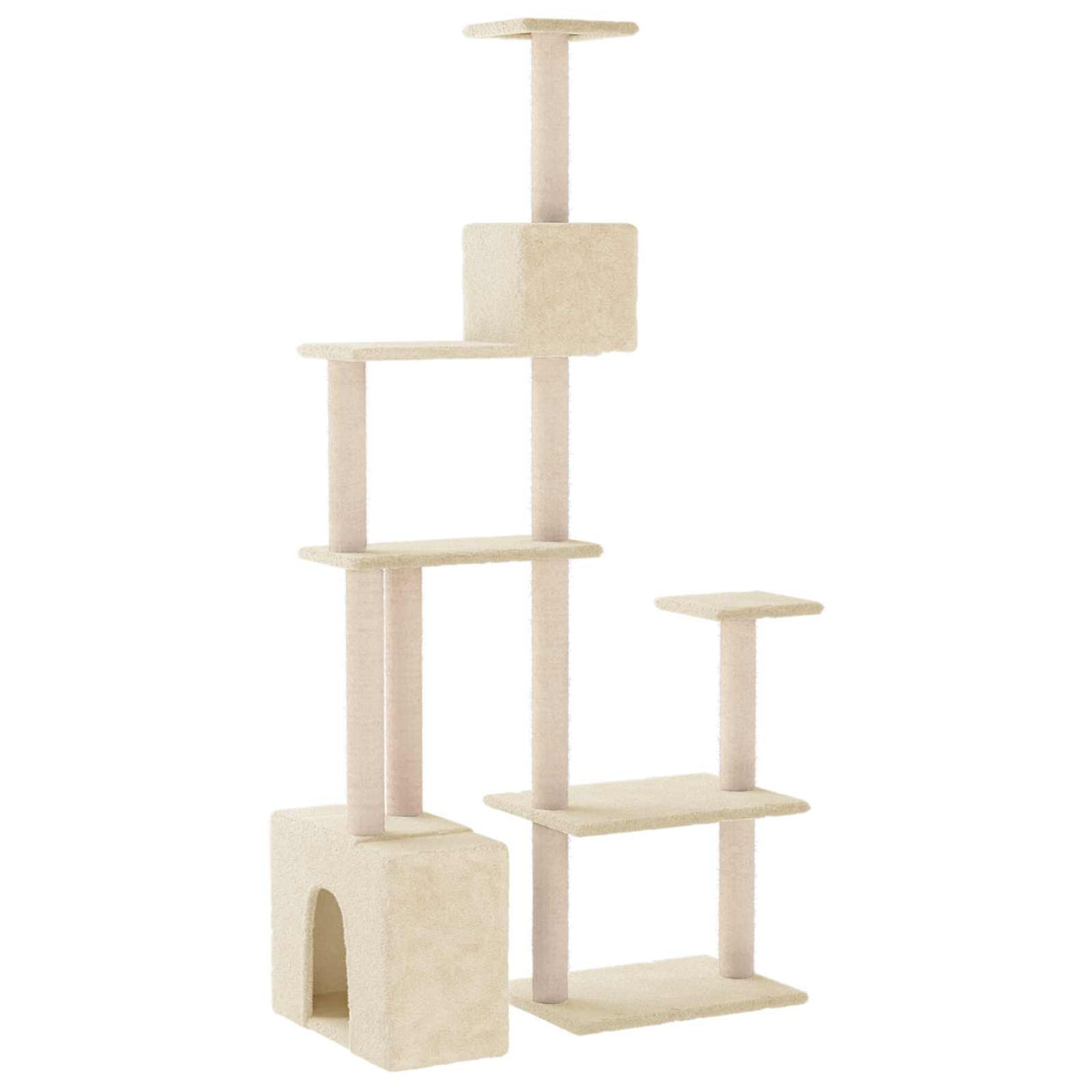 vidaXL Kattentoren met sisal krabpalen Crèmekleurig 177,5 cm