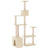 vidaXL Kattentoren met sisal krabpalen Crèmekleurig 177,5 cm