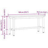 vidaXL Eetbank Zwart Eiken 100 x 32,5 x 48,5 cm