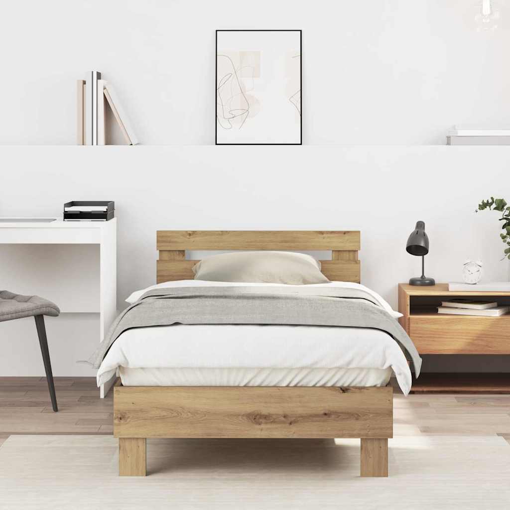 vidaXL Bed Frame with Headboard Solid Wood White 200x200 cm