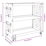 vidaXL Gereedschapswagen Zwart 75 x 35 x 73 cm Koudgewalst staal
