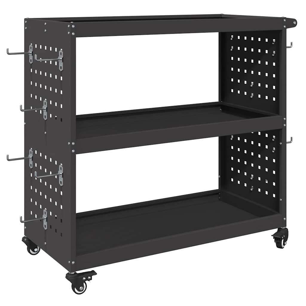 vidaXL Gereedschapswagen Zwart 75 x 35 x 73 cm Koudgewalst staal